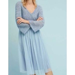 Anthropologie Maeve Sweater Tulle Blue Dress XS 0